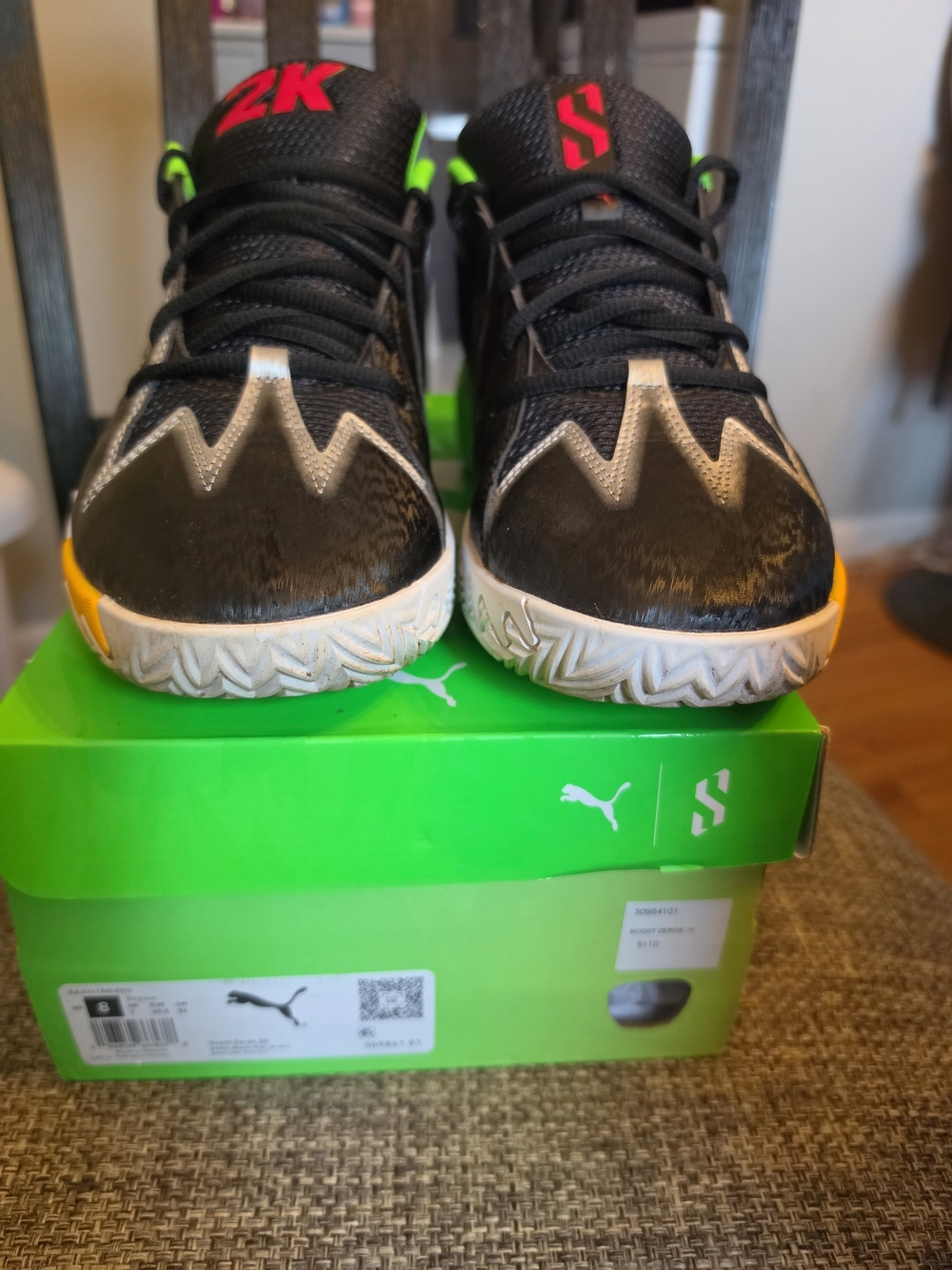 PUMA Men Black and Green Basketball Shoes